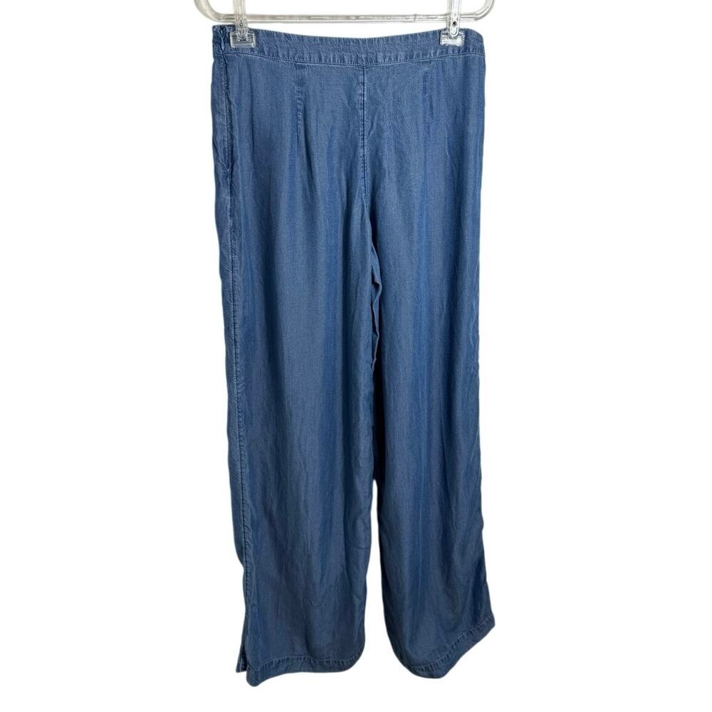 Abercrombie & Fitch 10 Lyocell Chambray Wide Leg Sailor Button High Rise Pants - Picture 3 of 8